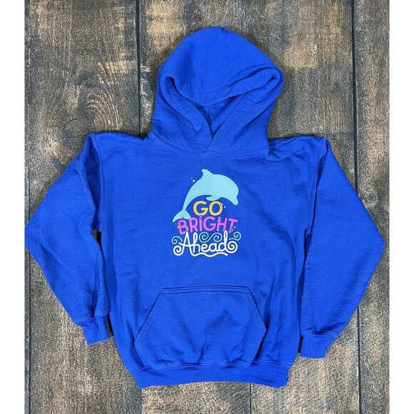 Gildan Youth Size Medium Girl Scouts Go Bright Ahead Dolphin Hoodie! - Picture 1 of 5